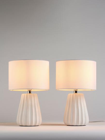 John Lewis Mini Luka Ceramic Table Lamps, Set of 2, White, White