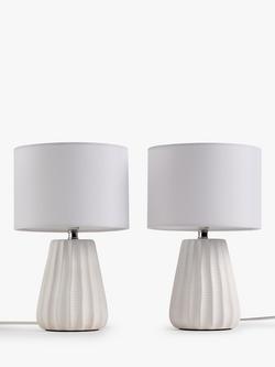John Lewis Mini Luka Ceramic Table Lamps, Set of 2, White - view 2, White