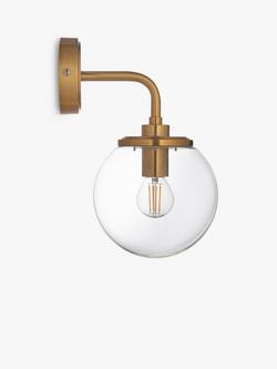 John Lewis Park Globe Glass Dimmable Wall Light - view 2, Aged Brass