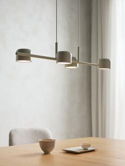 John Lewis 4 Spotlight LED Pendant Ceiling Pivot Bar, Greige - view 2, Greige