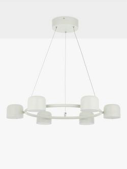 John Lewis Pivot LED Hoop Pendant Ceiling Light, Greige - view 2, Greige