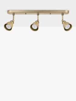 John Lewis Baldwin 3 Spotlight Ceiling Bar - view 2, Antique Brass