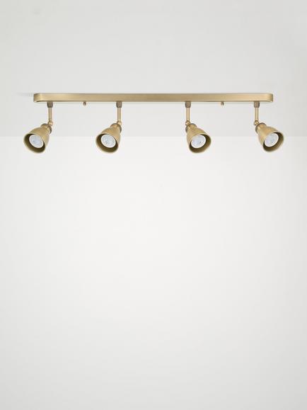 John Lewis Baldwin 4 Spotlight Ceiling Bar - view 2, Antique Brass