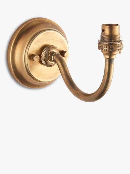 John Lewis Pompion Swan Neck Wall Light Fitting, Aged Brass, Aged Brass