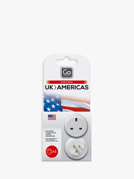 Go Travel UK-USA Travel Adapator, White