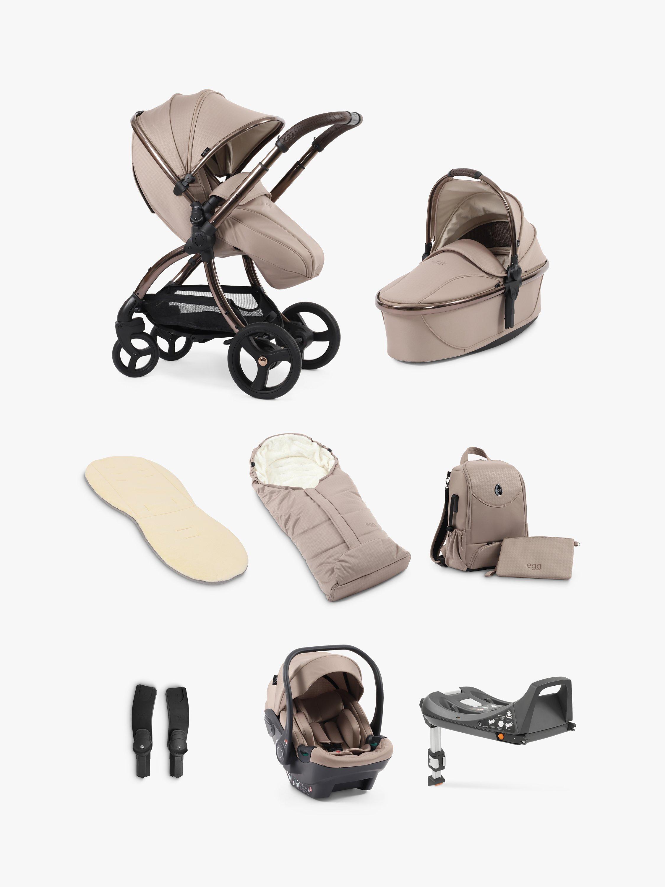 egg3 Pushchair Carrycot Accessories with Egg Shell Car Seat and Base Luxury Bundle