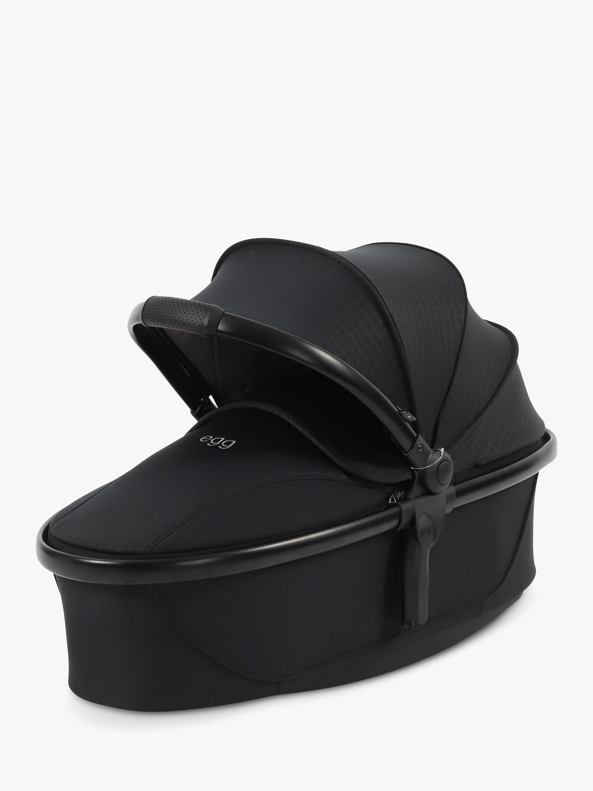 egg 3 Pushchair Carrycot Accessories with Egg Shell Car Seat and Base Luxury Bundle Houndstooth Black