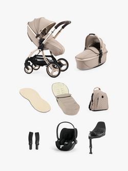egg3 Pushchair, Carrycot & Accessories with Cybex Cloud T Car Seat and Base T Luxury Bundle, Feather