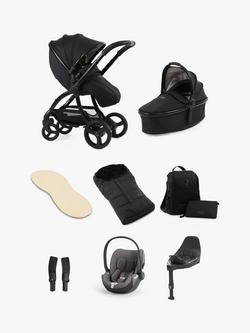egg3 Pushchair, Carrycot & Accessories with Cybex Cloud T Car Seat and Base T Luxury Bundle, Houndstooth Black