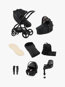 egg3 Pushchair, Carrycot & Accessories with Maxi-Cosi Pebble 360 Pro2 Car Seat and Base Luxury Bundle, Houndstooth Black
