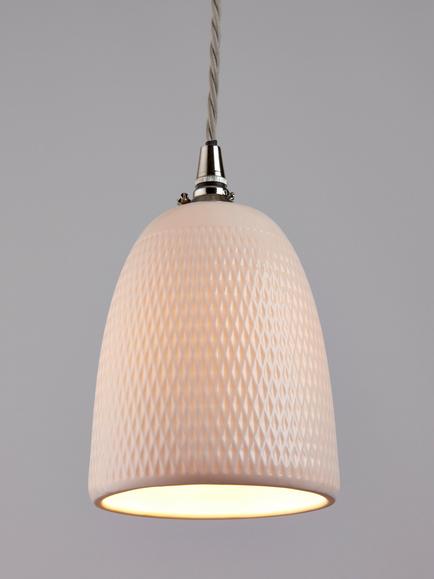 John Lewis Textured Porcelain Lamp Shade, White, White