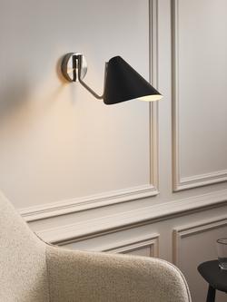 John Lewis Leaf Wall Light, Black - view 2, Black