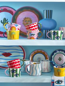 Eleanor Bowmer Electric Coast Palm Tree Stoneware Mug, 330ml, Yellow/Multi - view 2, Yellow/Multi