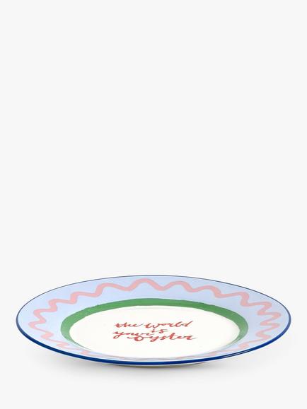 Eleanor Bowmer Electric Coast 'World Is Your Oyster' Stoneware Side Plate, 19cm, Multi, Orange