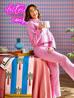 Eleanor Bowmer Electric Coast Wave Stoneware Mug, 535ml, Pink/Multi - view 2, Pink/Multi