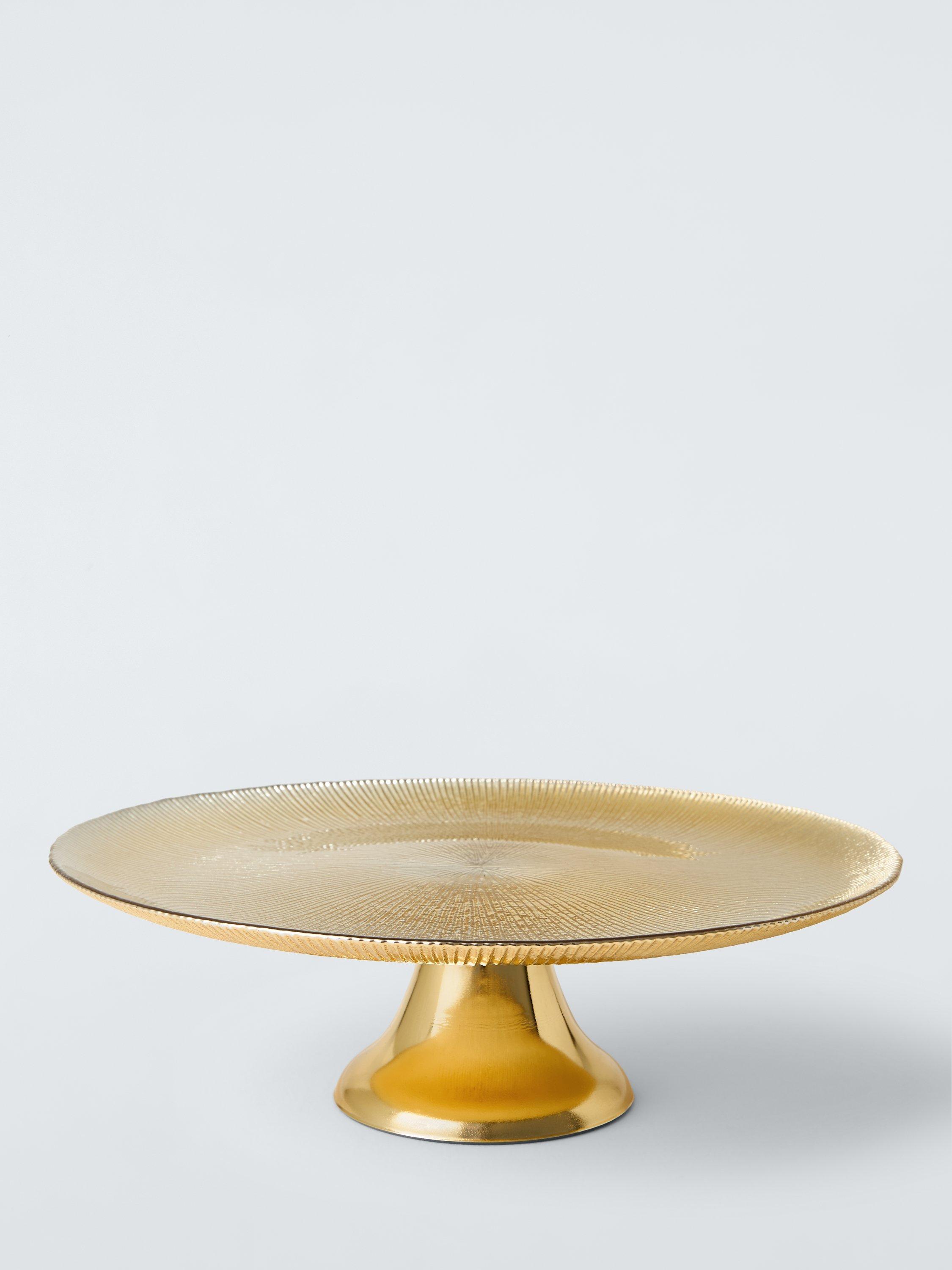 John Lewis Glass Cake Stand, 32.5cm, Gold