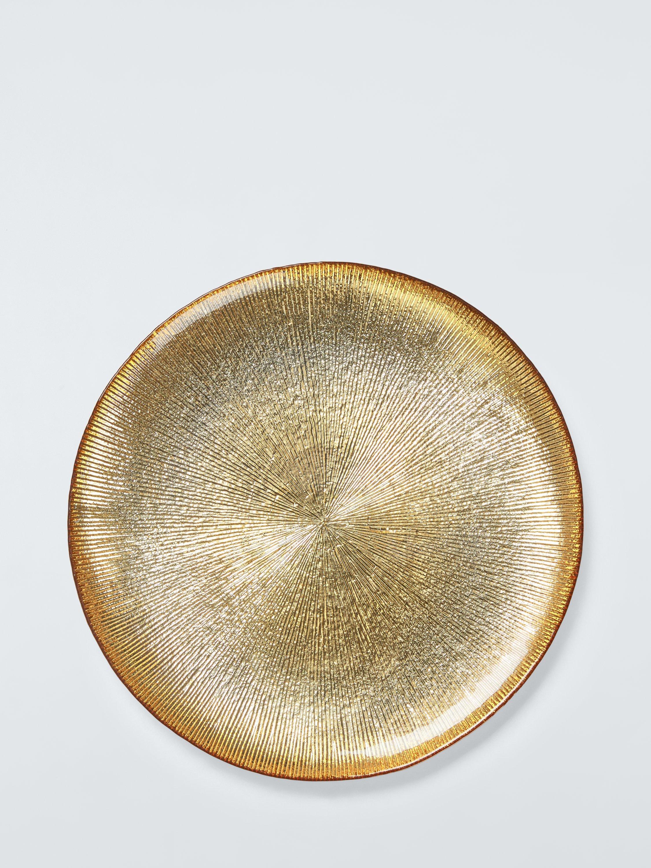 John Lewis Glass Serve Plate, 27cm, Gold