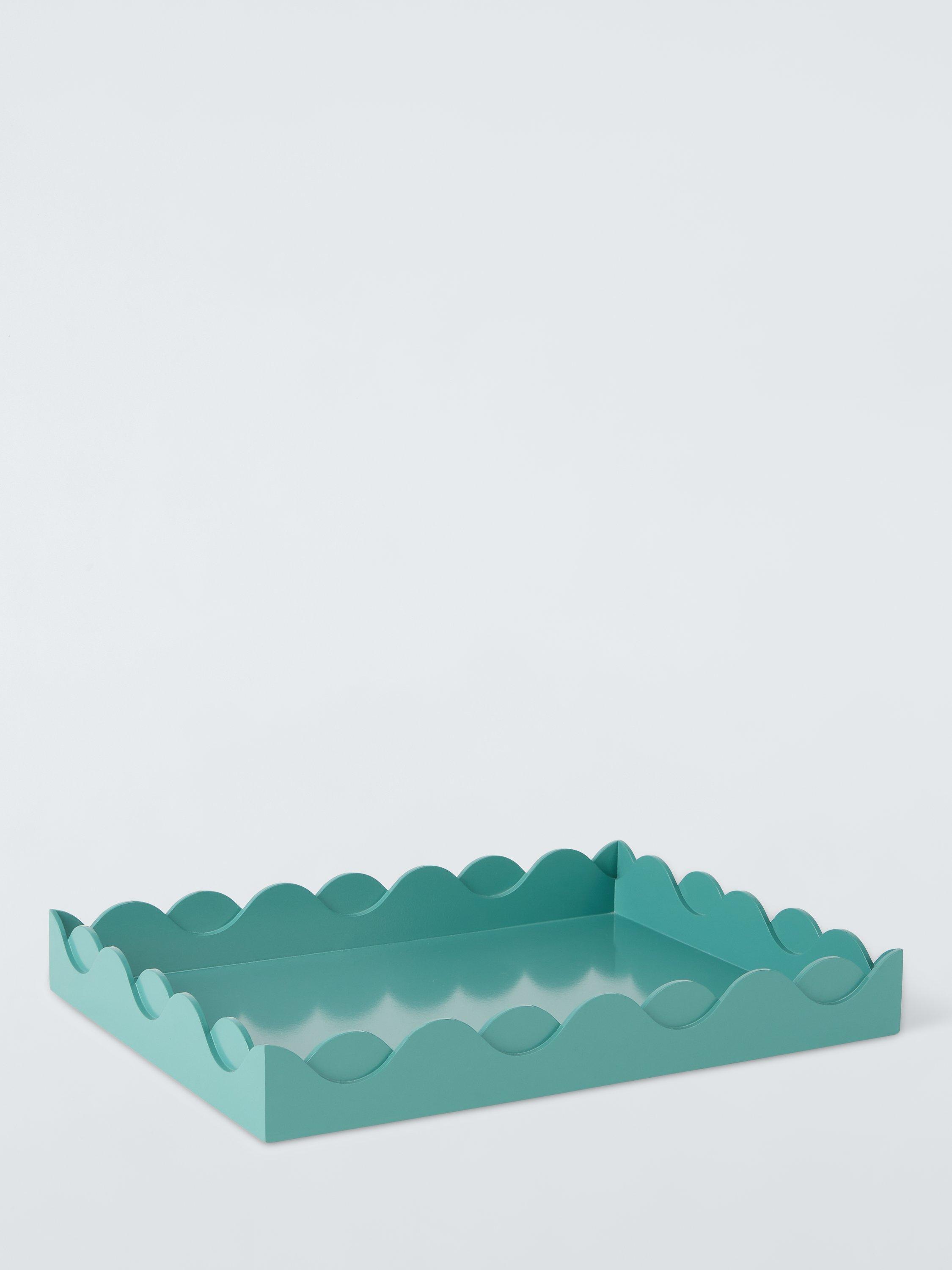 John Lewis Scalloped Bubble Lacquer Tray, FSC-Certified (MDF), Blue