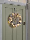 John Lewis Halloween Spider Web LED Light Wreath, White/Black