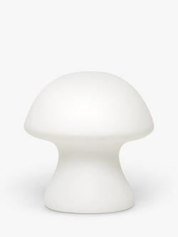 Kikkerland Small Cordless Mushroom Table Light, White, White