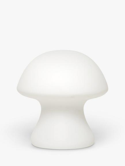 Kikkerland Small Cordless Mushroom Table Light, White, White