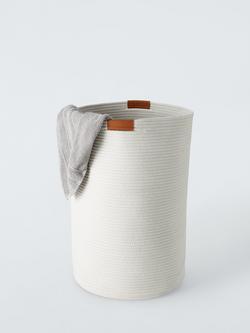 John Lewis Rope Laundry Basket, White - view 2, White