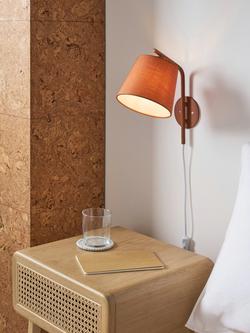 John Lewis Harry Plug-In Wall Light - view 2, Auburn