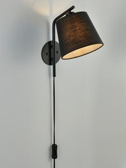 John Lewis Harry Plug-In Wall Light, Black