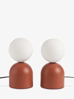 John Lewis Lupo Touch Table Lamps, Set of 2 - view 2, Auburn