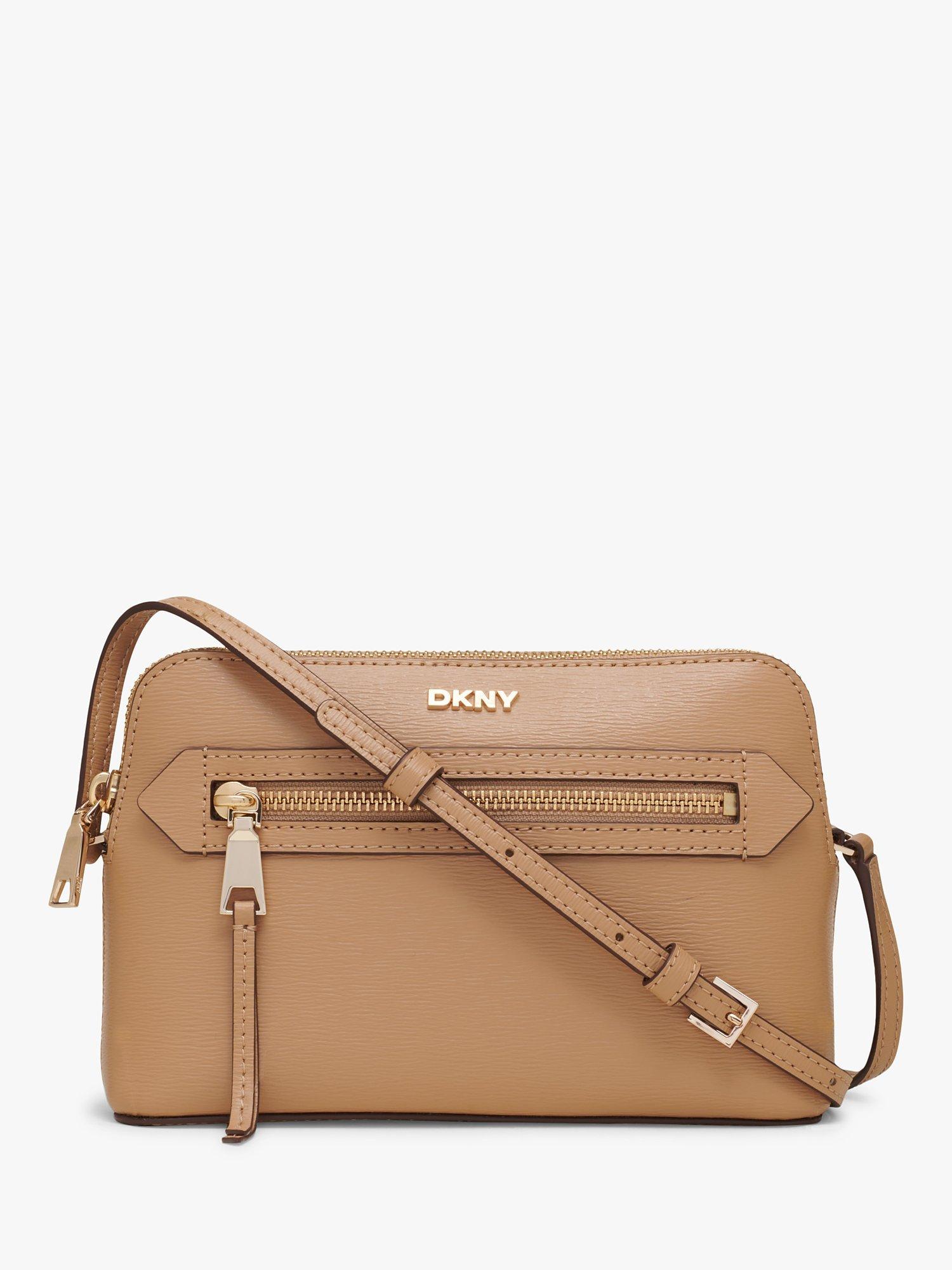 DKNY Byrant Dome Leather Cross Body Bag Cappuccino