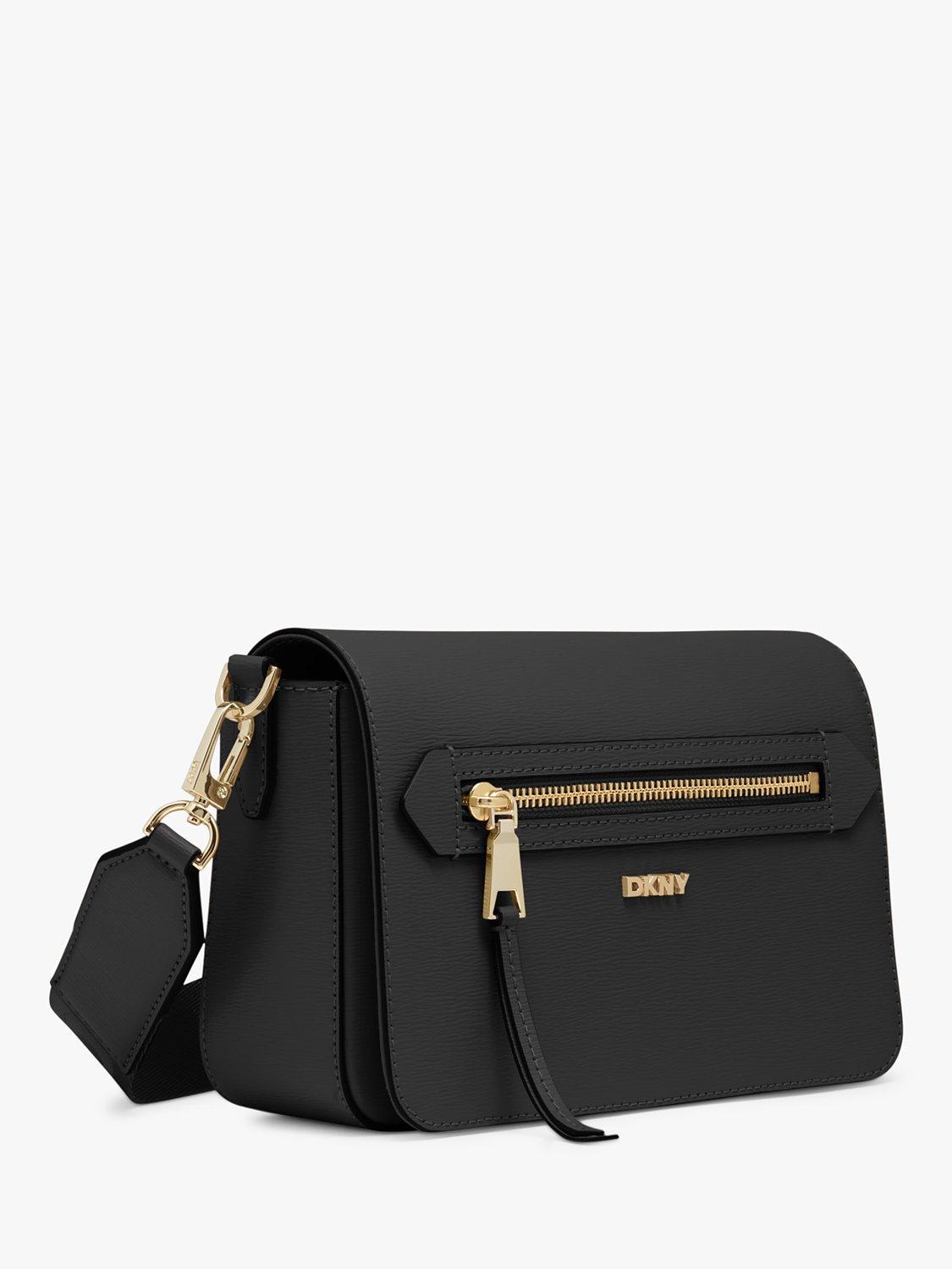 Product image 2 of 4, which shows DKNY Bryant Leather Flapover Cross Body Bag, Black