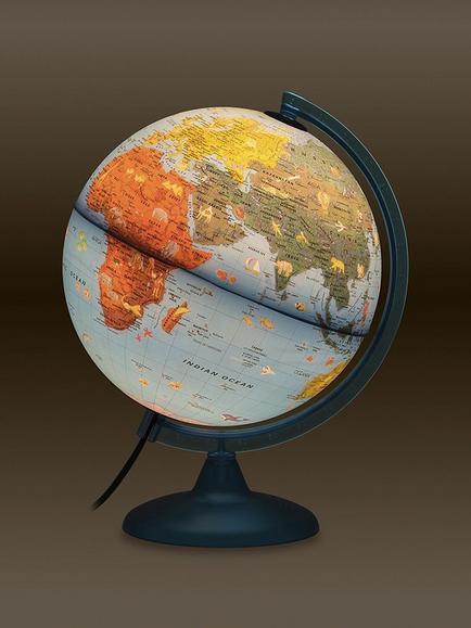 Nova Rico 25cm Arca Illuminated Animals Children's Globe, Blue - view 2, Multi