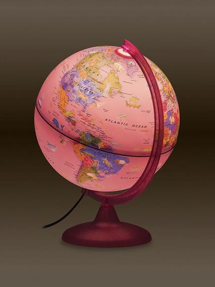 Nova Rico 25cm Illuminated Animals Children's Globe, Pink - view 2, Multi