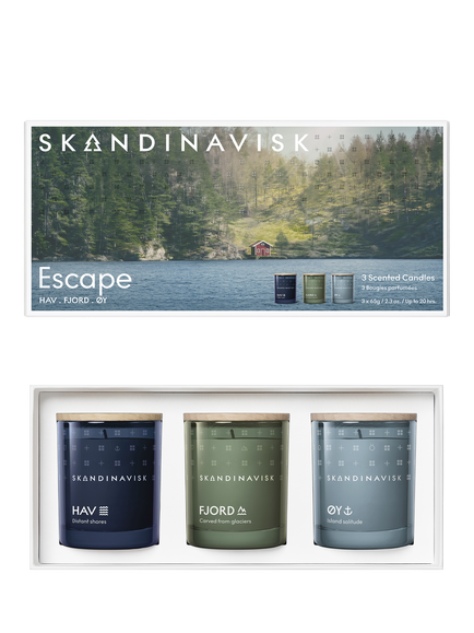 SKANDINAVISK Escape Mini Trio Scented Candles Gift Set, 3 x 65g, Multi
