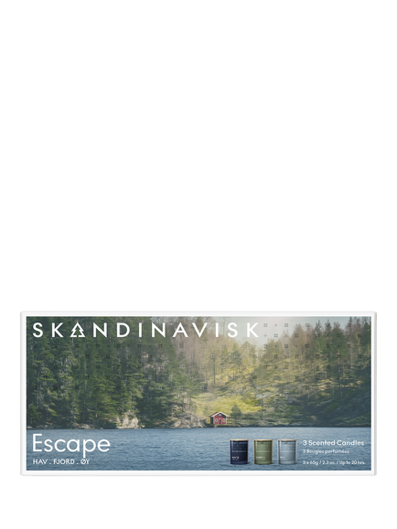 SKANDINAVISK Escape Mini Trio Scented Candles Gift Set, 3 x 65g - view 2, Multi