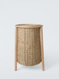 John Lewis Woven Seagrass and Wood Laundry Basket, Natural, 
