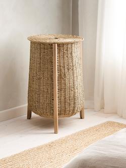 John Lewis Woven Seagrass and Wood Laundry Basket, Natural - view 2, 