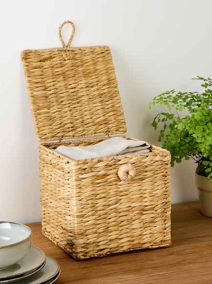 John Lewis Bulrush Lidded Storage Basket, Small - view 2, 