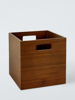 John Lewis Mid-Century Timber Storage Box, Medium, Brown, 