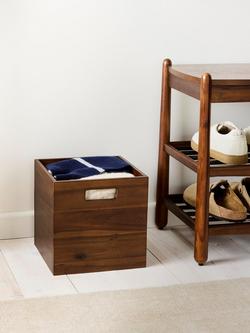 John Lewis Mid-Century Timber Storage Box, Medium, Brown - view 2, 