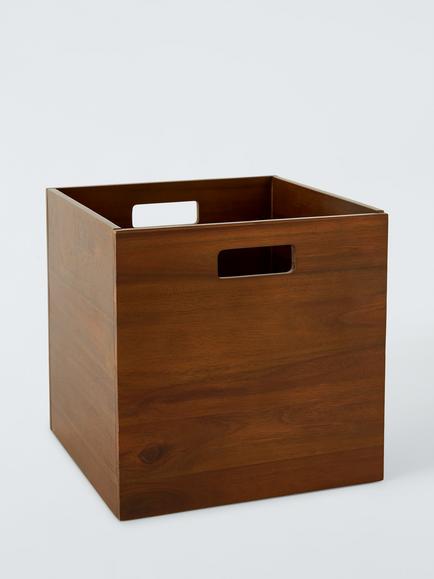 John Lewis Mid-Century Timber Storage Box, Large, Brown, 