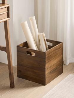 John Lewis Mid-Century Timber Storage Box, Large, Brown - view 2, 