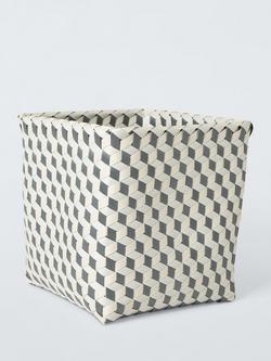 John Lewis Geometric Woven Storage Box, Black/White, 