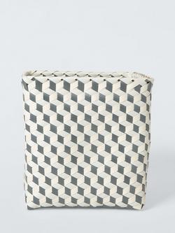 John Lewis Geometric Woven Storage Box, Black/White - view 2, 