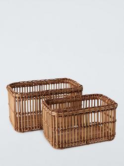John Lewis Mid-Century Woven Rattan Storage Baskets, Set of 2, 