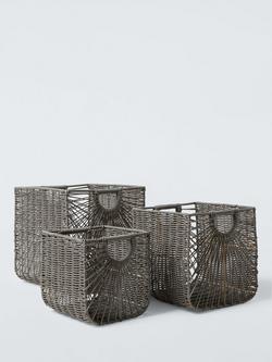 John Lewis Polyester Rattan Storage Basket, Grey, Large - view 2, 