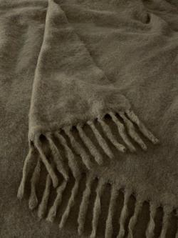 John Lewis Mohair Effect Plain Throw - view 2, Olive