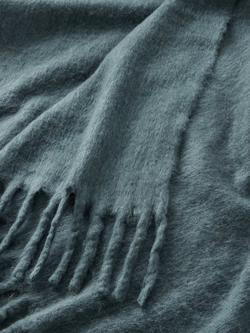 John Lewis Mohair Effect Plain Throw - view 2, Bluestone