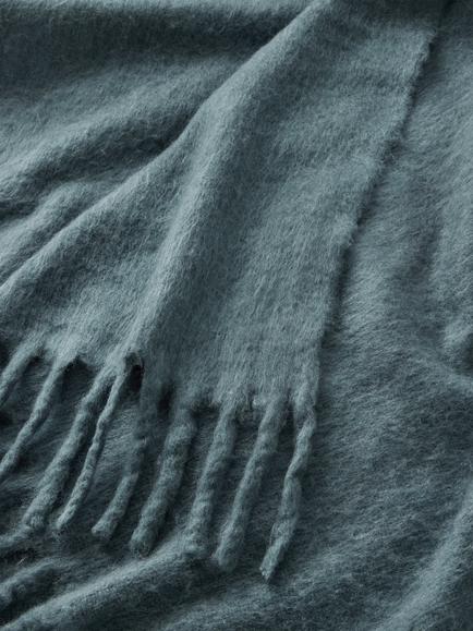 John Lewis Mohair Effect Plain Throw - view 2, Bluestone