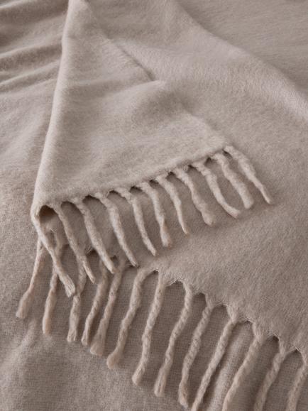 John Lewis Mohair Effect Plain Throw - view 2, Warm Grey